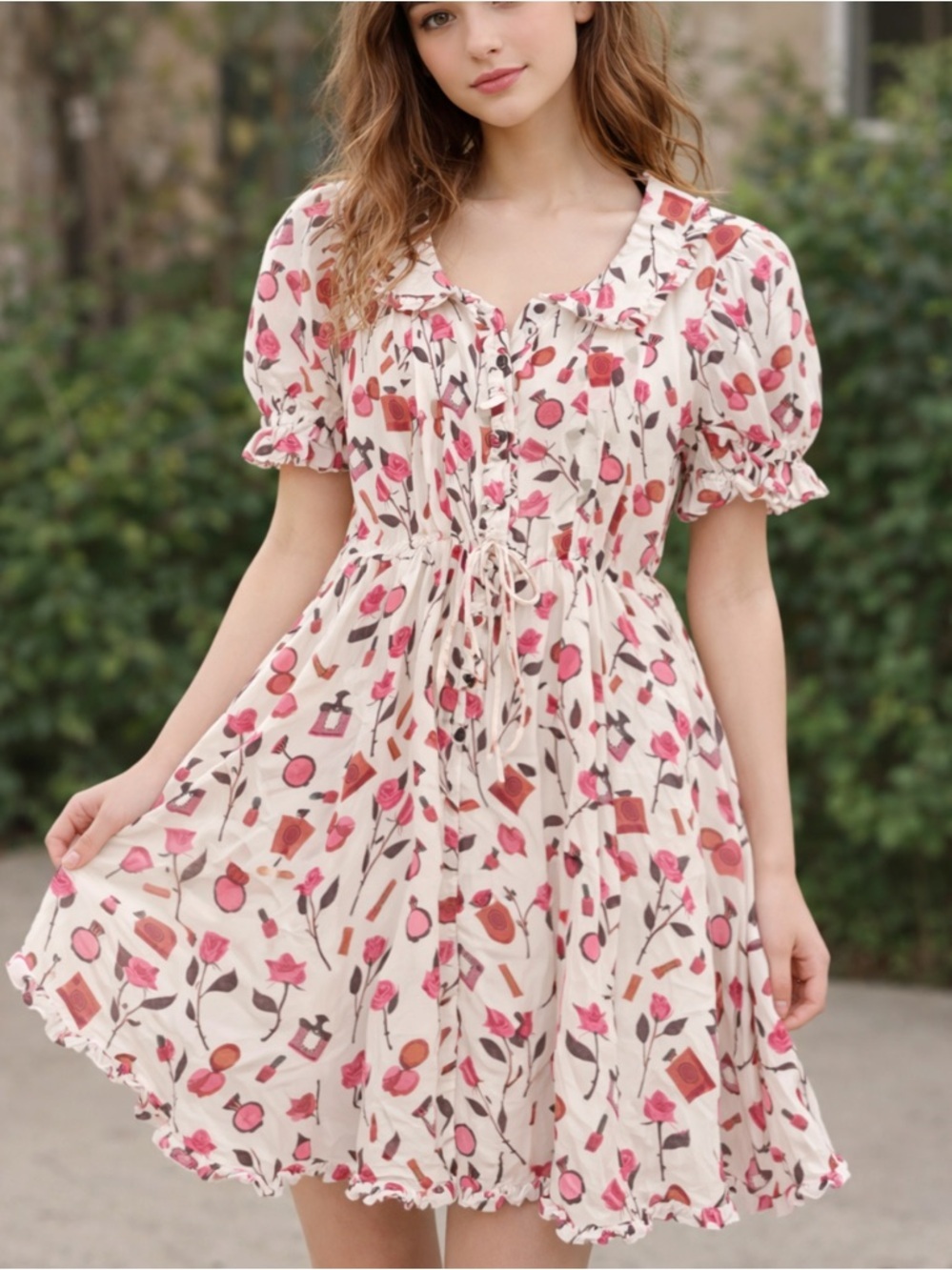 Anthropologie Maeve Anisa Makhoul Puff-Sleeve Pleated Mini Dress 38370